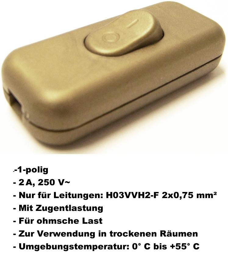 REV Schnurschalter Zwischenschalter Lampenschalter braun weiß schwarz silber - Bild 2 von 27