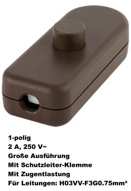 REV Schnurschalter Zwischenschalter Lampenschalter braun weiß schwarz silber - Bild 15 von 27