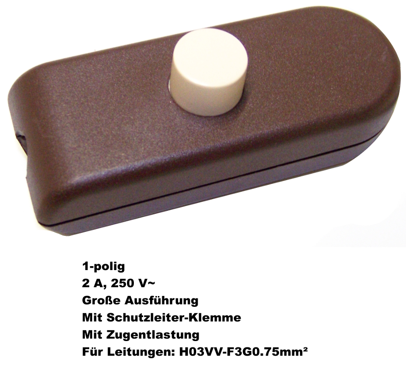 REV Schnurschalter Zwischenschalter Lampenschalter braun weiß schwarz silber - Bild 16 von 27